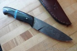 Holly damascus sheath knife is 8-1/2