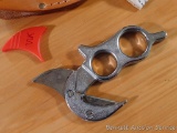 Wyoming Knife with leather sheath is great for gutting and caping large game and can also be used to