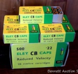 Five boxes of 50 each Eley CB caps .22 rimfire cartridges, plus the large box which is empty.