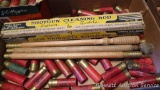 Old paper shot shells in 20 and 12 gauge by Western, Remington, J.C. Higgins, plus an old Outers