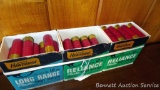 Hawthorne 12 gauge shot shells, all high brass. One full box and two nearly full boxes.