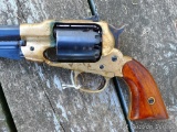 Brass framed .44 caliber black powder percussion revolver was made in Italy. 12