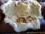 Patched fur and leather throw or rug is approx. 53