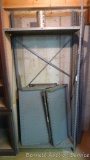 Two metal shelving units. Each measures 36