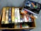 Box of VHS tapes including 13 hunting videos; The Fall of the Roman Empire; Batman Forever and