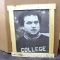 John Belushi college poster print is framed with rough lumber. Measures 24