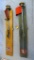 Two Arctic Fisherman ice fishing tip-ups, one is old enough to have a metal tag. Older one is