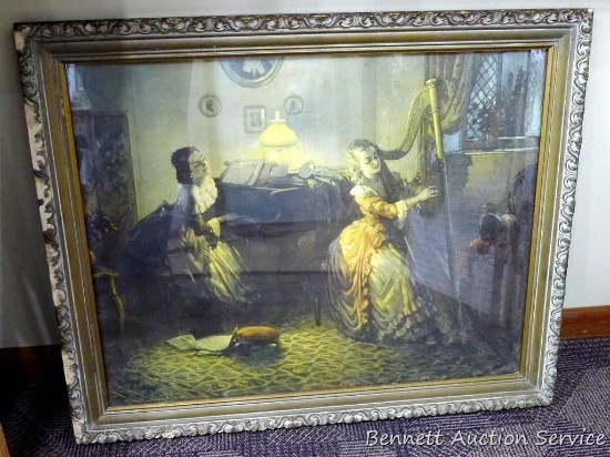 Framed print is 32" x 26". Decorative parts of frame are broken off. Back of print reads 2228