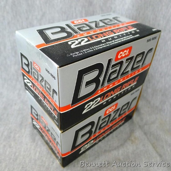 1000 rounds of CCI Blazer .22 long rifle 40 gr. ammunition.