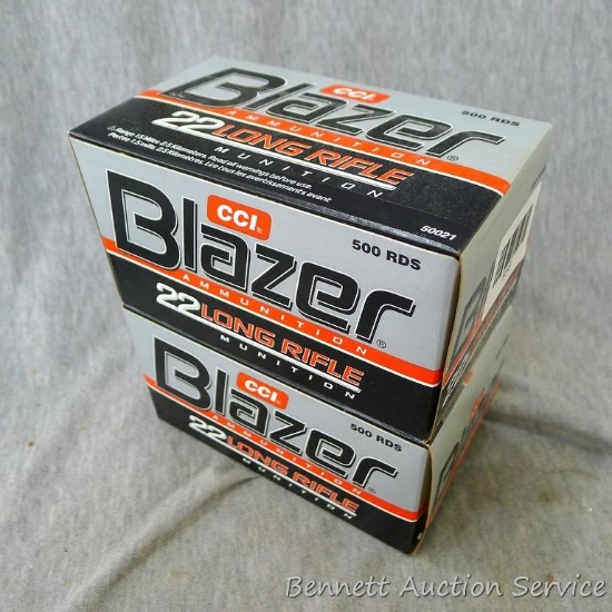 1000 rounds of CCI Blazer .22 long rifle 40 gr. ammunition.