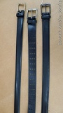 Three nice leather belts sizes 34 and 36.