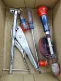 Craftsman Straight Jaw Locking Pliers; nice hand drill is 10-3/4
