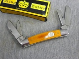 King Cutter KC-36-OB smooth orange bone 4 blade pocket knife is 3-3/4