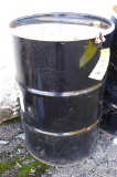 55 gallon steel drum with lid is about 2' x 3' high. Inside is a little dirty, see pics. May just