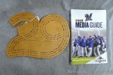 Milwaukee Brewers 2019 Media Guide; wooden 29 cribbage board.