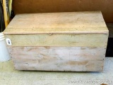 Nice rolling wooden chest is about 33