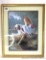 NO SHIPPING; Home Interior Framed Picture; Girl with Cocker Spaniel Dog by Stream by Mark Ana; 17