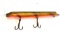 Suick Musky Bait; Orange and Gold; 3 hooks; missing rear hook; Hooks need replacing; fishing