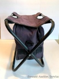 Canvas folding camping chair with bottom and side pocket and carrying strap, 14