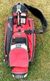 Datrek Light Speed golf bag, carry strap, insulated cooler pocket, Whistling Straights bag tag