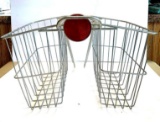Metal wire bike basket for rear of bike, includes reflector and mounting brackets, two compartments