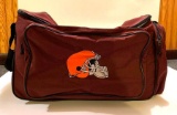 Miller Lite Cleveland Brown wheeled cooler; 1 zippered pocket; 1 mesh pocket; carrying strap;