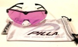 Pilla Performance Eyewear Shooting Glasses model 560; black frame; purple tint; cloth case included