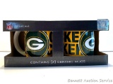 NFL Green Bay Packer Ceramic Mug Set; holds 11 oz.; microwave and dishwasher safe ; Boelter Brands