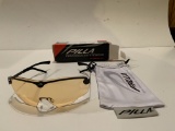 Pilla Performance Eyewear Shooting Glasses model 560; black frame; yellow tint; cloth case included