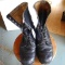 Leather work boots size 10XW, no brand name found.