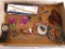 Men's quartz watch with velcro sports strap; dolphin bracelet; hair clips; match cases