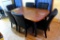 Six nice sturdy dining chairs are in overall good condition; plus a sturdy farmhouse style dining