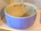Pretty blue Hall's China mixing bowl has Morning Glories design inside. Bowl is in very good