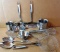 Nice assortment of stainless steel kitchen utensils including ladles, scoops, pitchers, spatulas,
