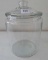 Large heavy glass canister type container is 13-1/2