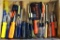 Assorted screwdrivers and nut drivers. Brands include Craftsman, Stanley and others.