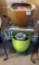 Very springy colored collection of ceramic flower pots, plus a 20