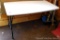 New style plastic folding table is sturdy and in good condition. Measures 4' x 2' x 27