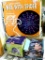 Halloween yard decorations including jumbo lighted web with spider, works; lighted blow-up spider is