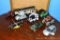Nice bunch of part metal vehicles includes car transport semi; flat bed semi; Bobcat (missing