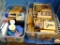 Two plastic totes filled with stamps, ink pads, black and silver embossing powder and more; largest