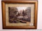 Nicely framed print of a cottage and surrounding gardens, measures approx. 20