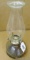 No shipping. Glass oil lamp with chimney stands 14