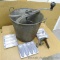 Antique Majestic Breadmaker No. 80 with clamp and hook; plus three aluminum corn bread stick pans,