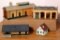 Model railroad accessories including smaller depot marked Tyco-Kit West Germany, approx. 8
