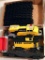 Caterpillar toy train set comes with track, engine, caboose and two other cars. Track pieces are