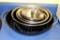 Grill saute pan; stainless bowls up to 9-1/4