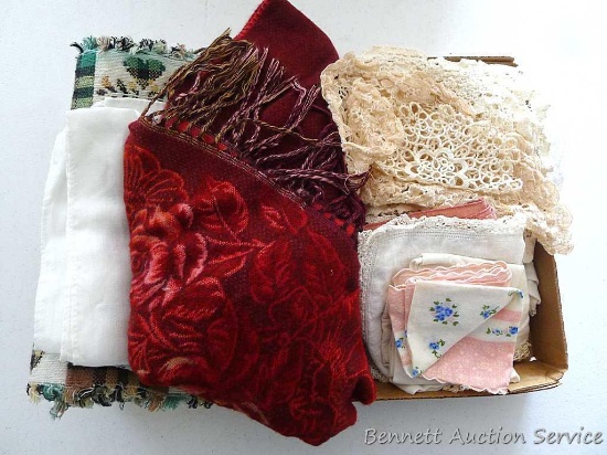 Handkerchiefs, dresser scarves, table runner and more.