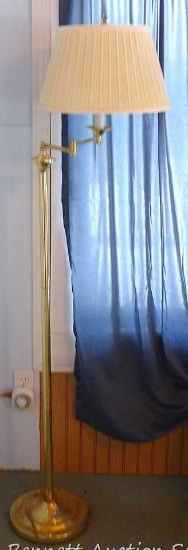 Cute adjustable floor lamp is 60" tall with 8-1/2" x 14" shade. Works.
