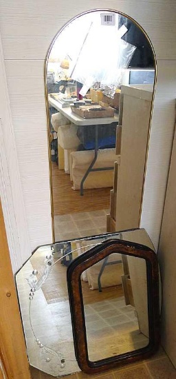 Three wall mount mirrors, largest is 14" x 52".